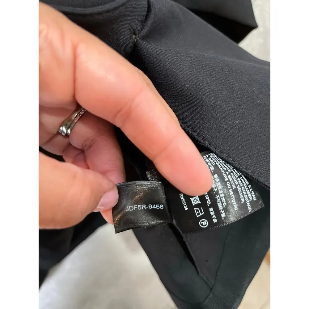 LAFAYETTE 148‎ Stretch Twill Collarless Shirt Jacket Black Small Chic Minimalist